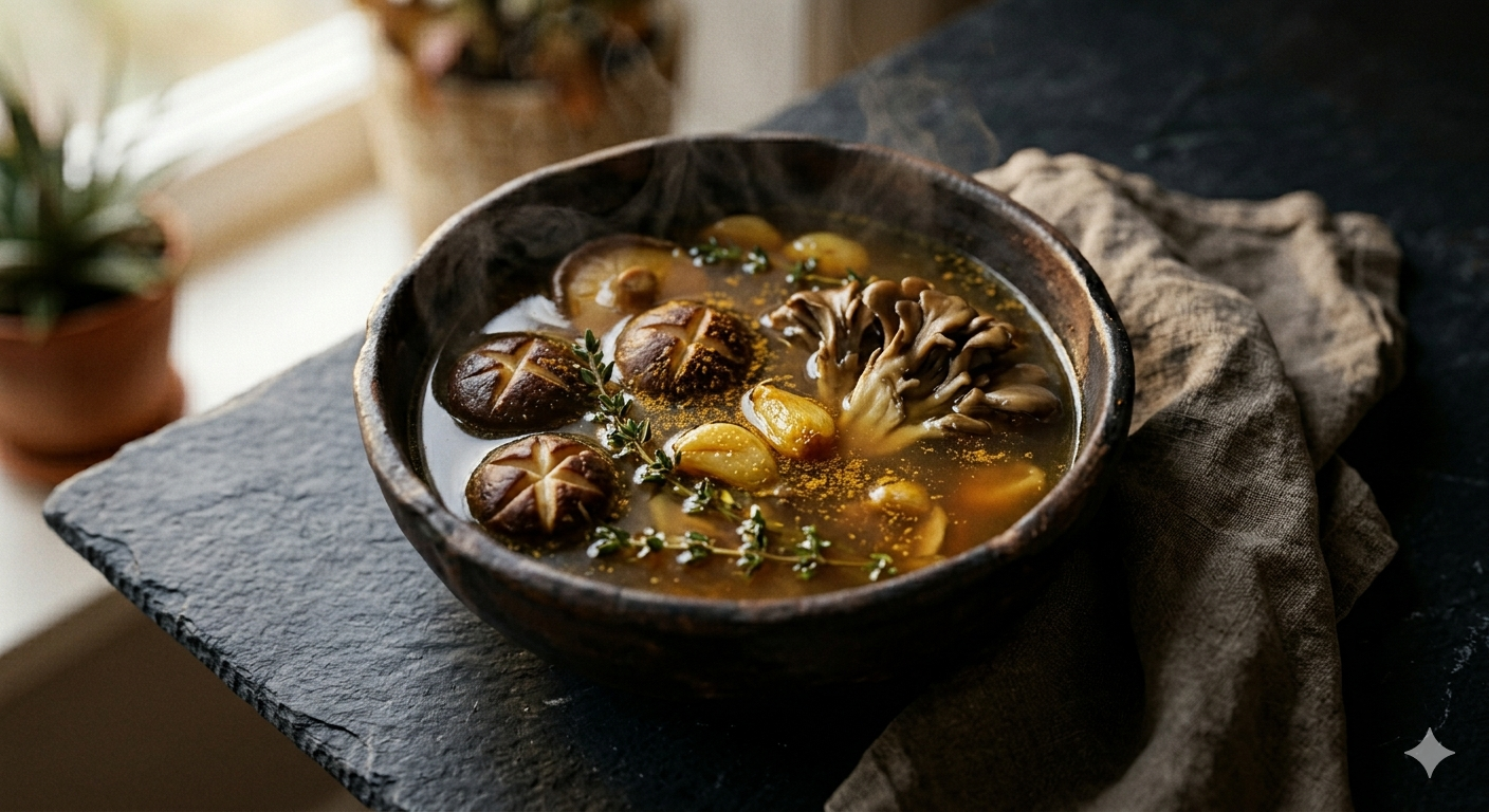 Bouillon d'Os Clarifié aux Champignons Adaptogènes